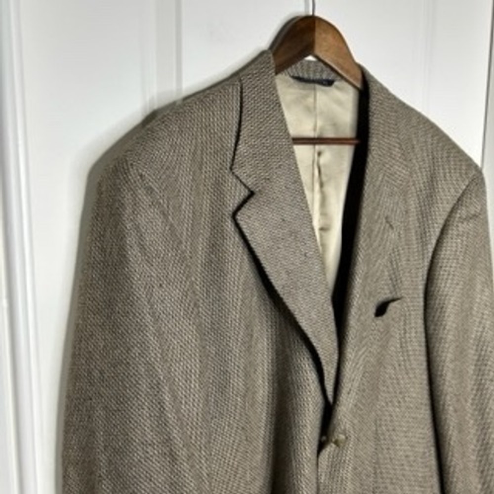 Vintage Burberrys Mens Blazer Houndstooth 100% Pure Silk Lined Tweed Pattern